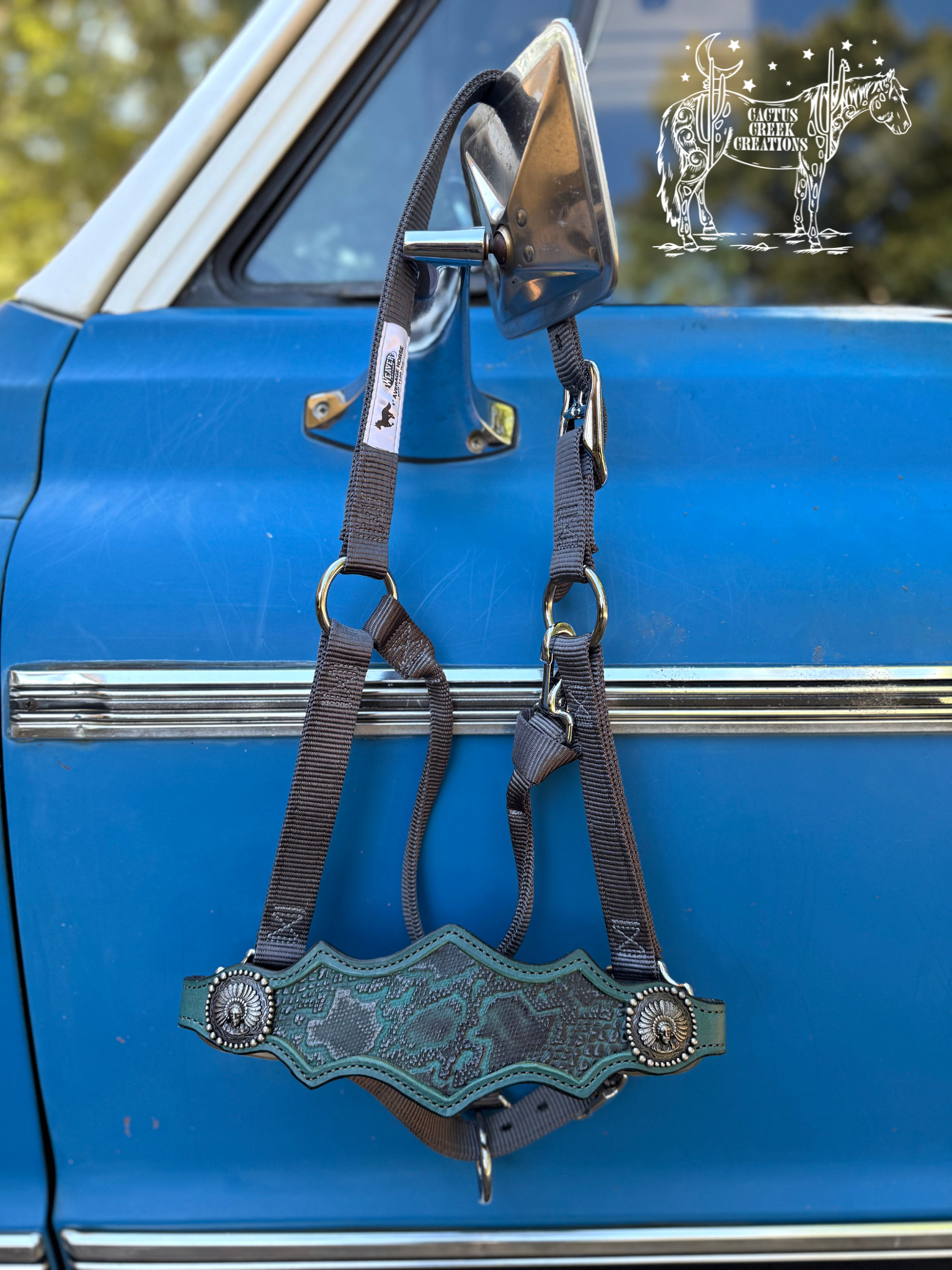 Teal/Grey Snake Print Bronc Nose Halter