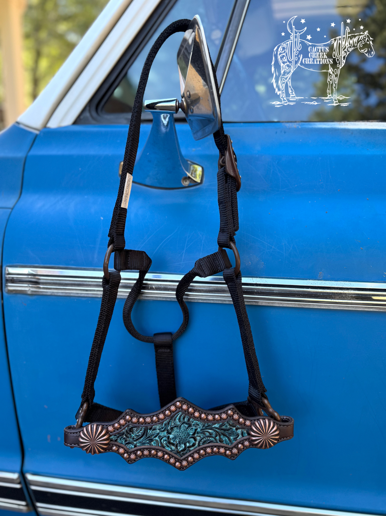Turquoise Floral Bronc Nose Halter
