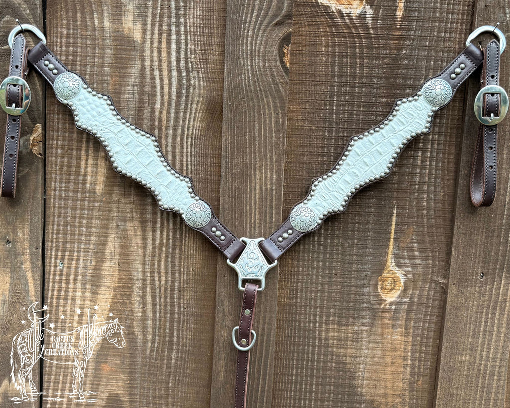 White/Silver Croc Breastcollar