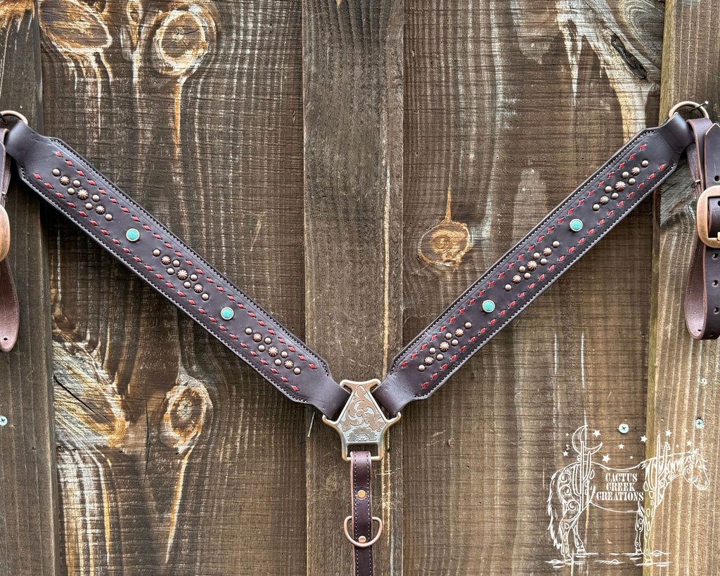 Metallic Blood Orange Buckstitch Breastcollar