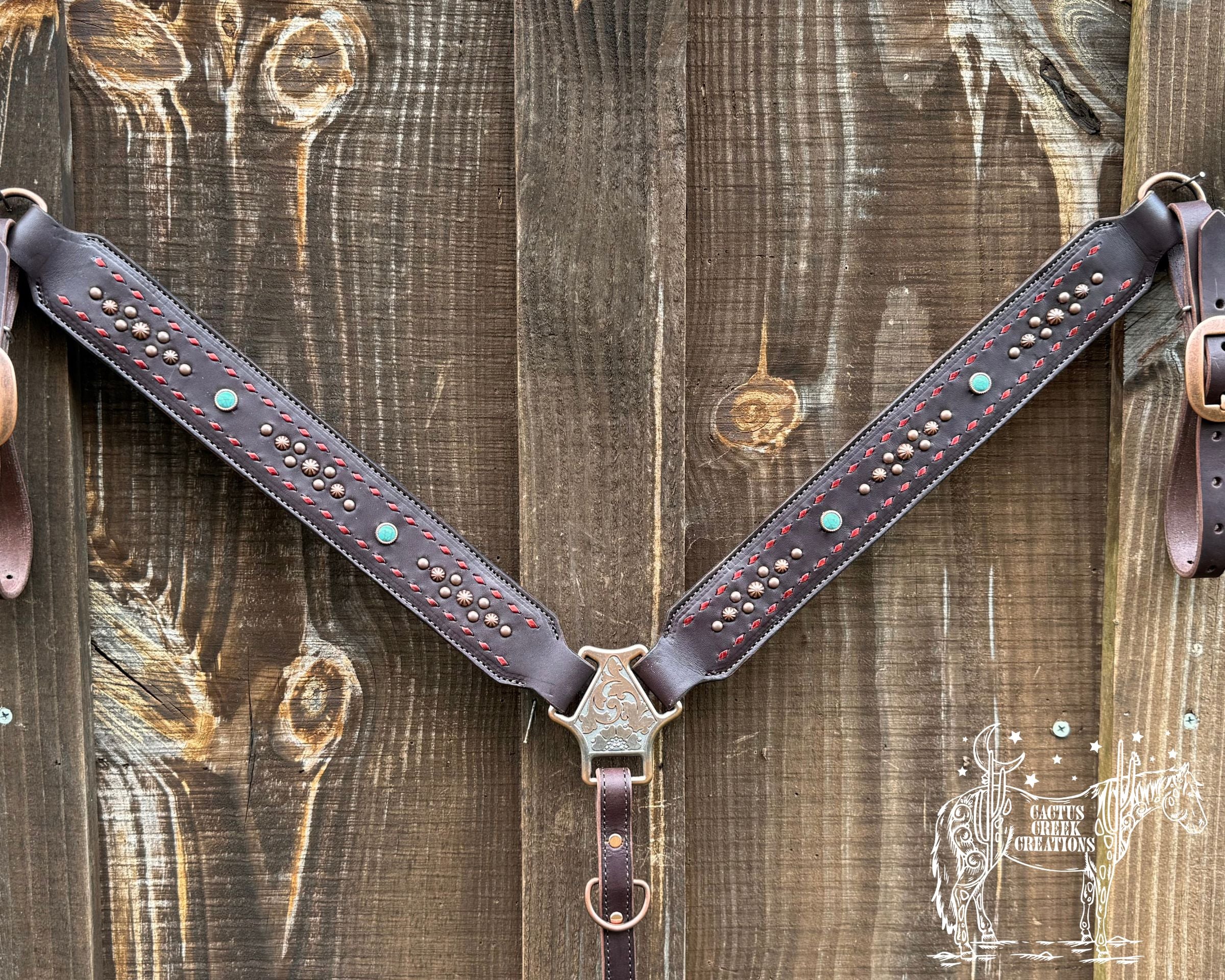 Metallic Blood Orange Buckstitch Breastcollar