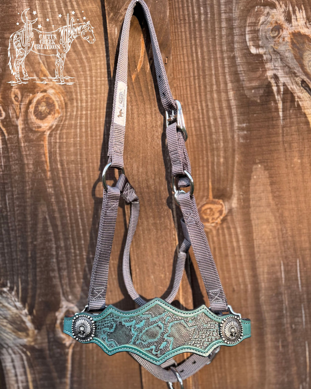 Teal/Grey Snake Print Bronc Nose Halter
