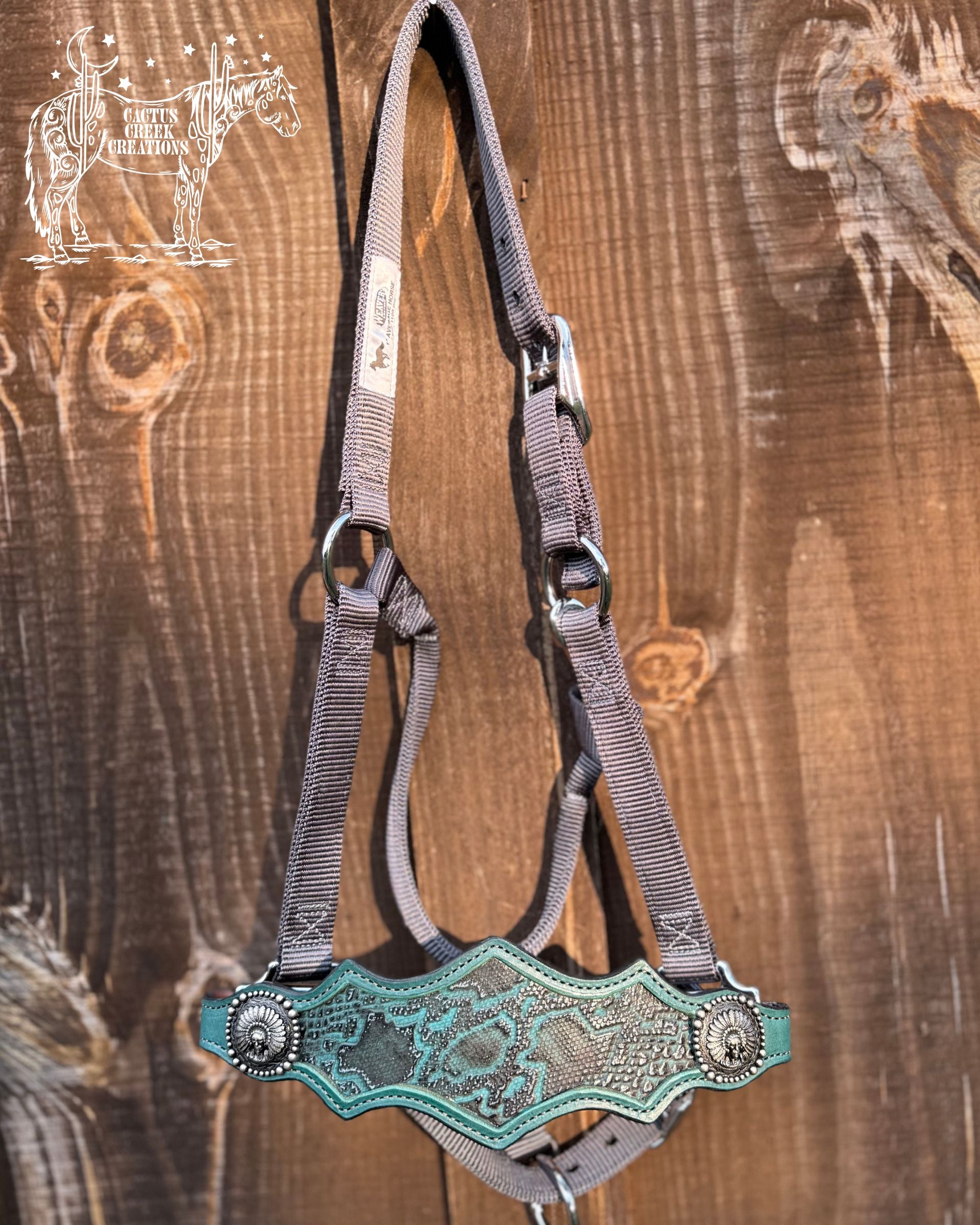 Teal/Grey Snake Print Bronc Nose Halter