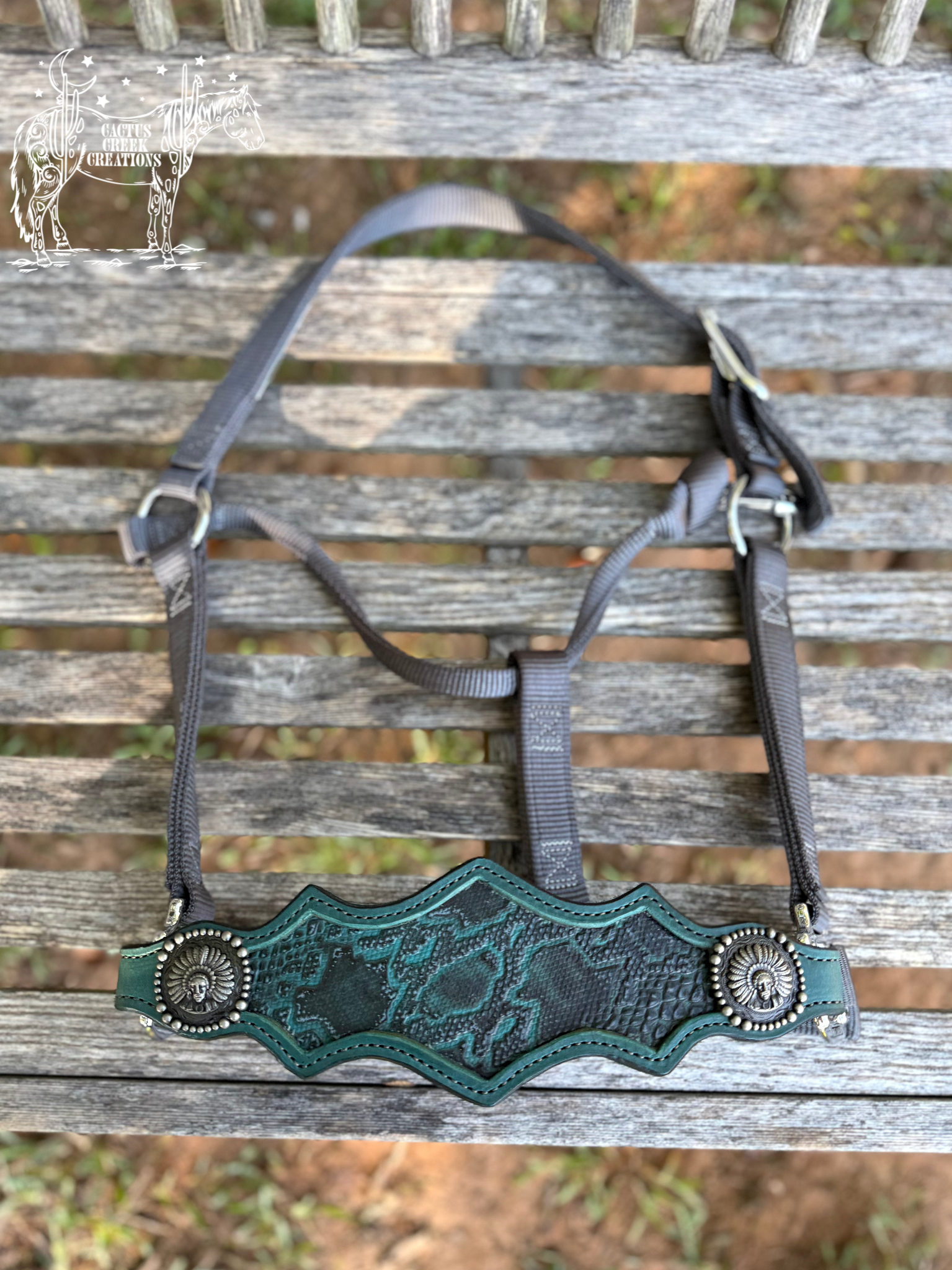 Teal/Grey Snake Print Bronc Nose Halter