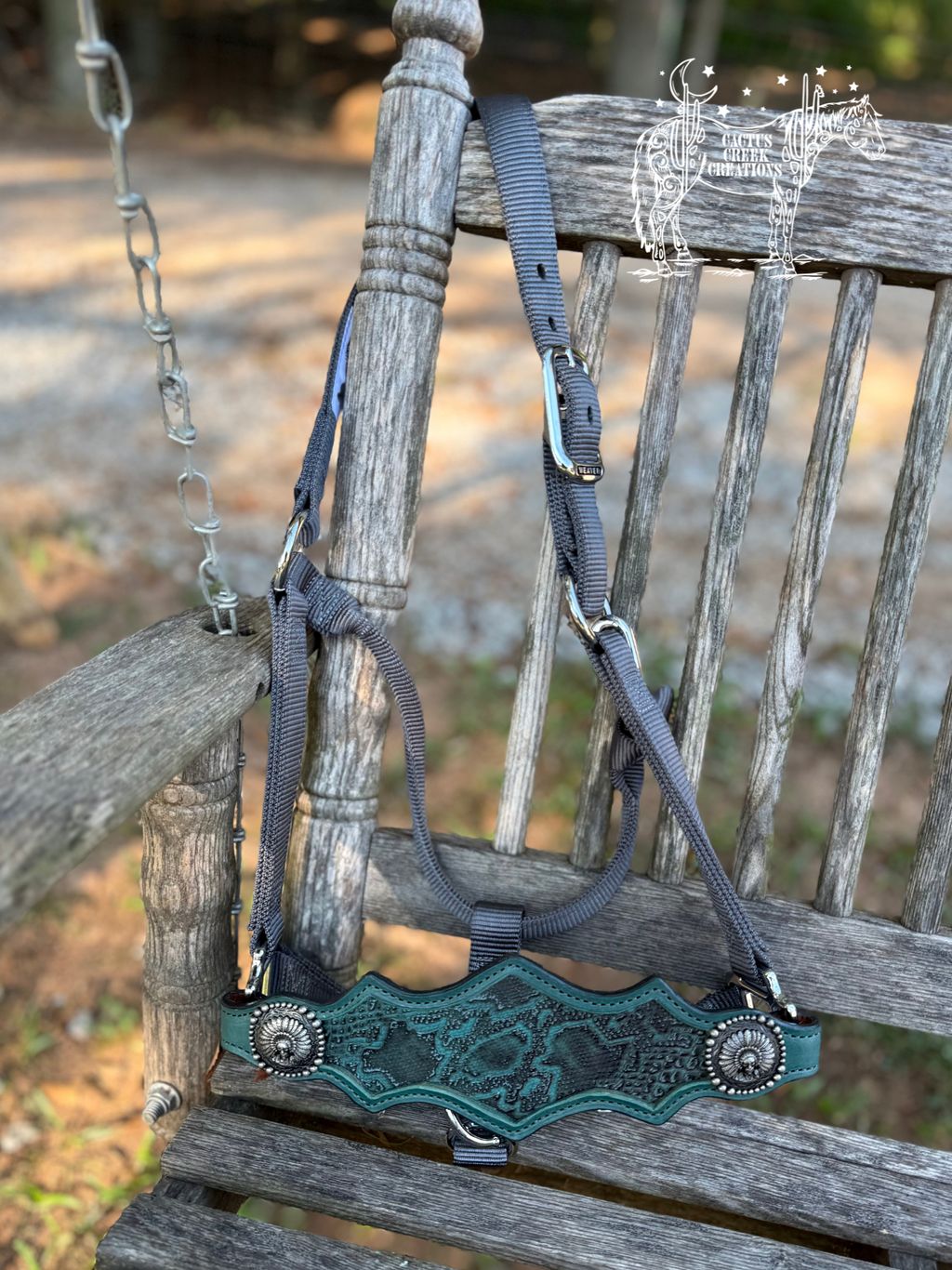 Teal/Grey Snake Print Bronc Nose Halter