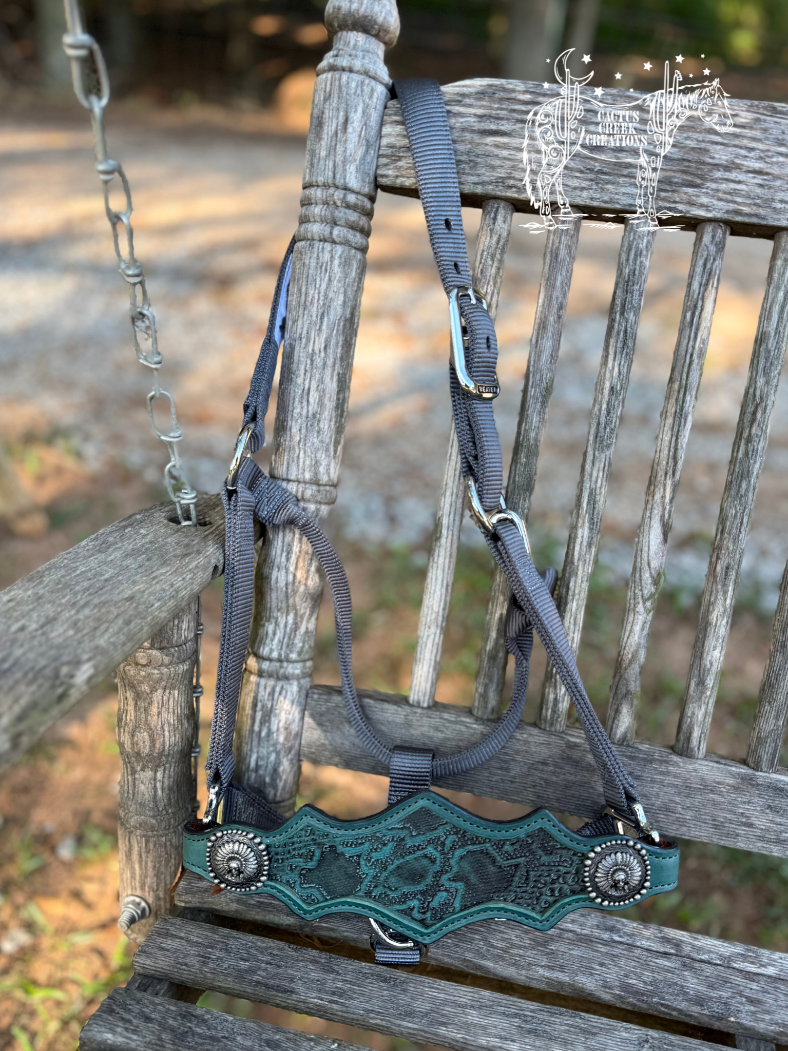 Teal/Grey Snake Print Bronc Nose Halter
