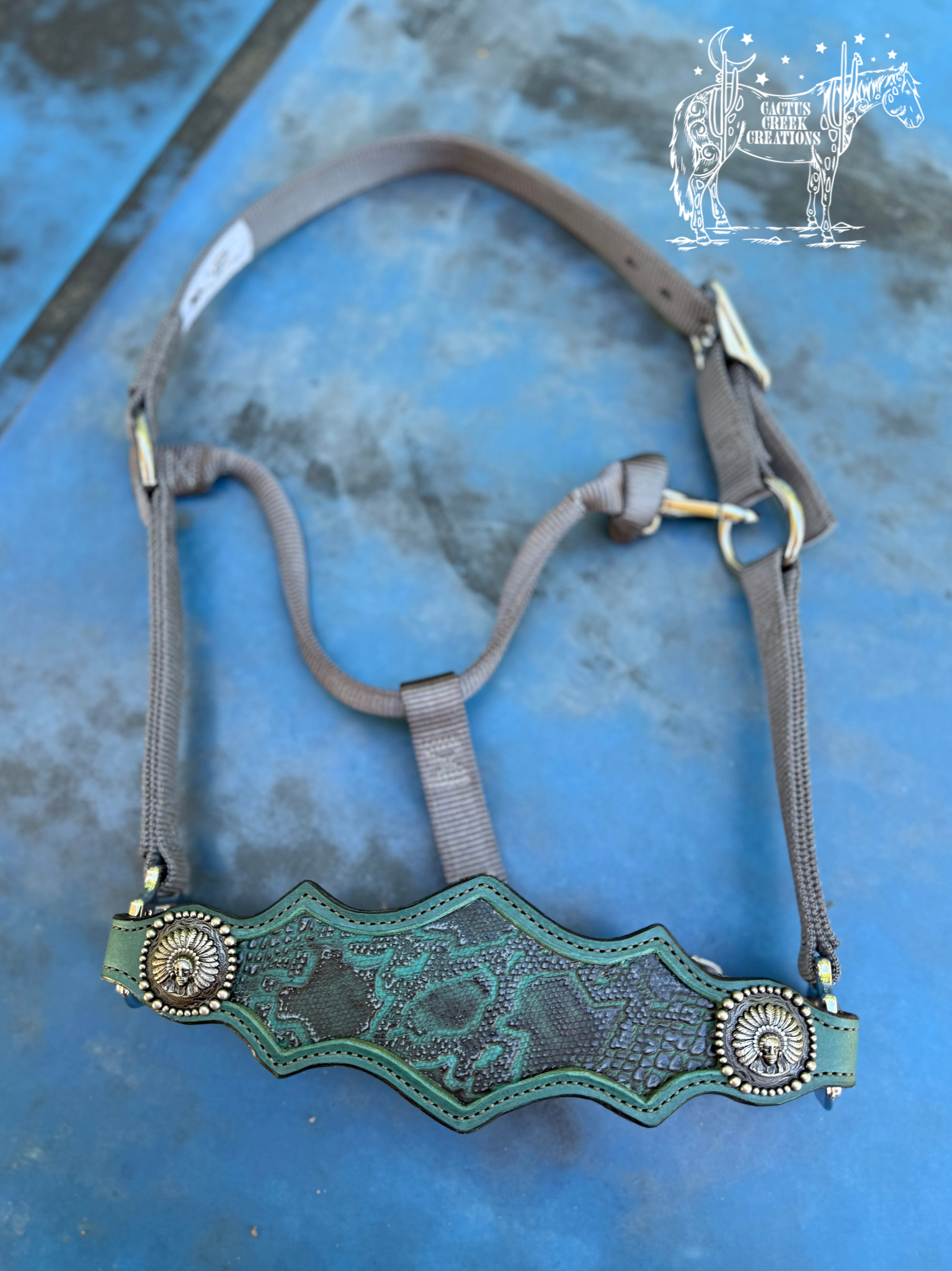 Teal/Grey Snake Print Bronc Nose Halter