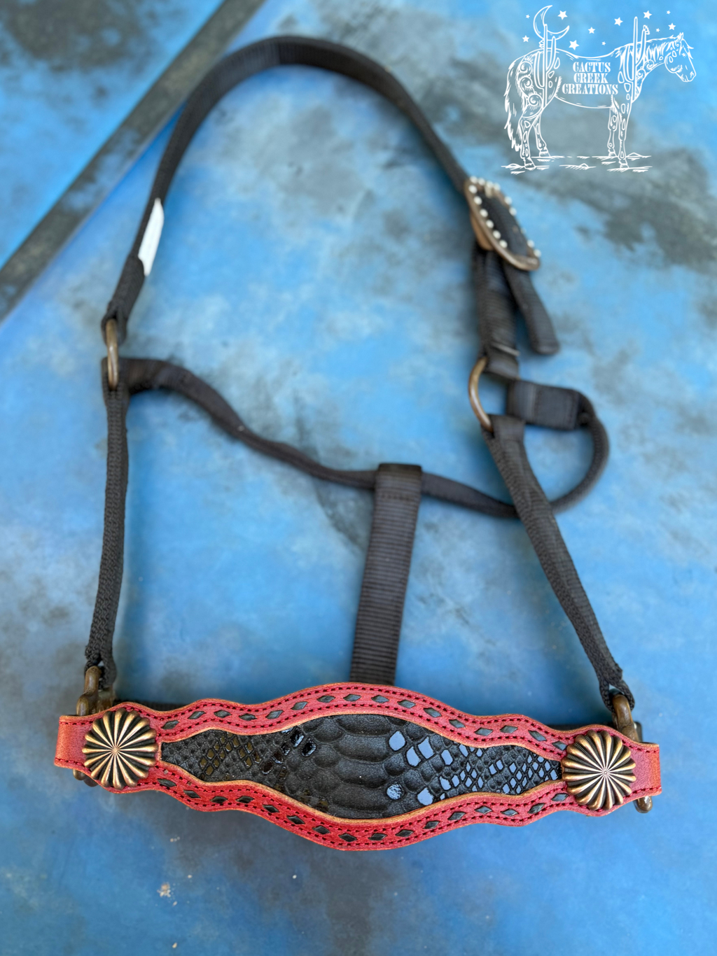 Red/Black Python Bronc Nose Halter