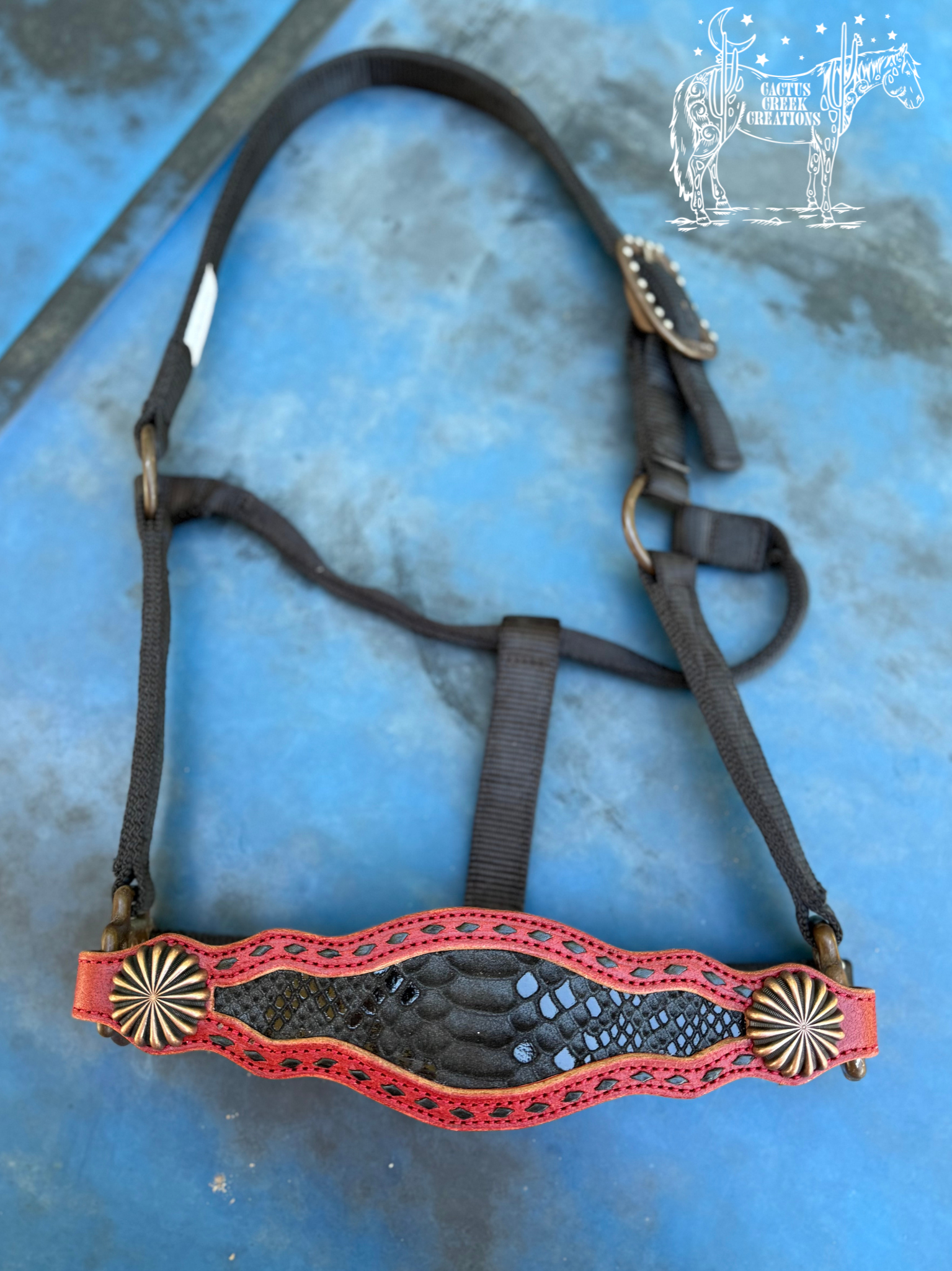 Red/Black Python Bronc Nose Halter