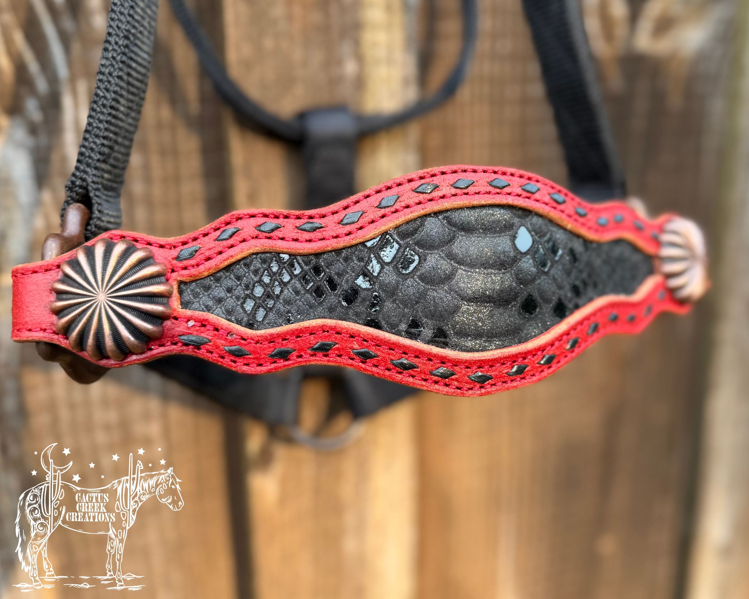 Red/Black Python Bronc Nose Halter