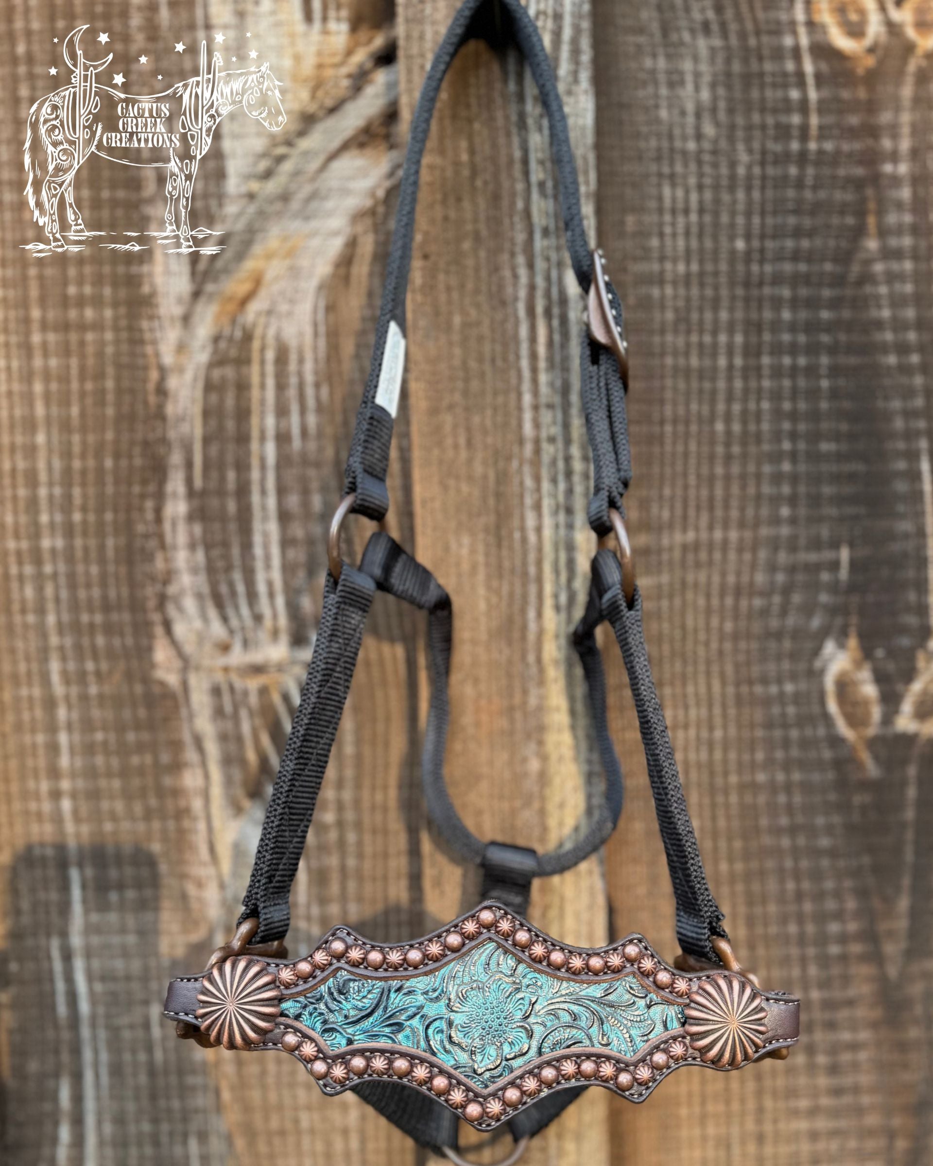 Turquoise Floral Bronc Nose Halter