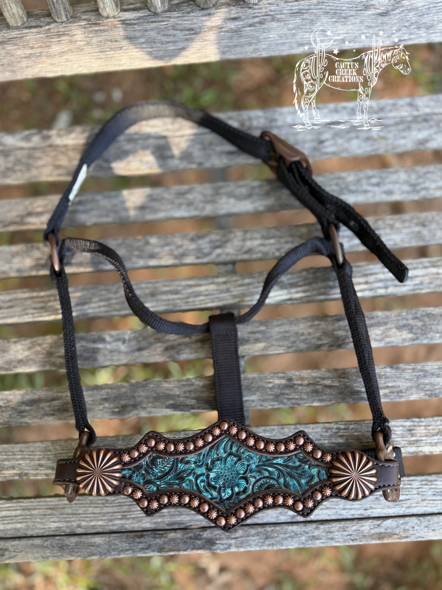Turquoise Floral Bronc Nose Halter