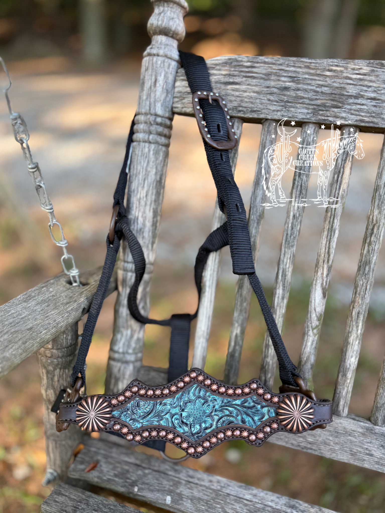 Turquoise Floral Bronc Nose Halter