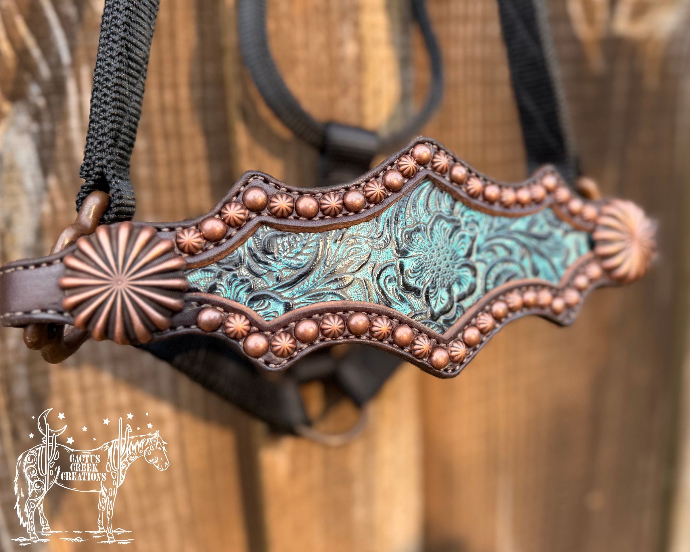 Turquoise Floral Bronc Nose Halter