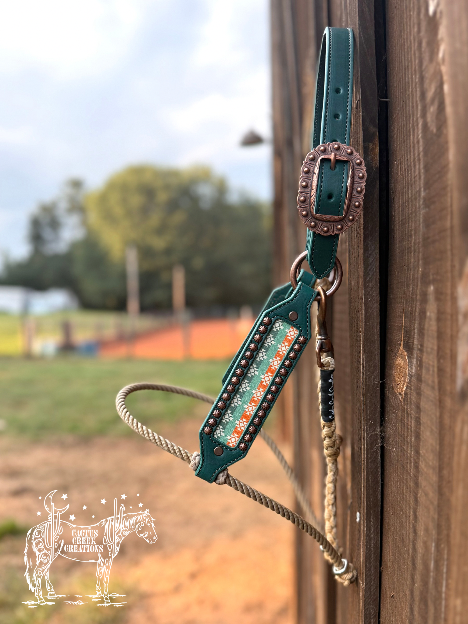 Teal/Tan Aztec Hybrid Halter
