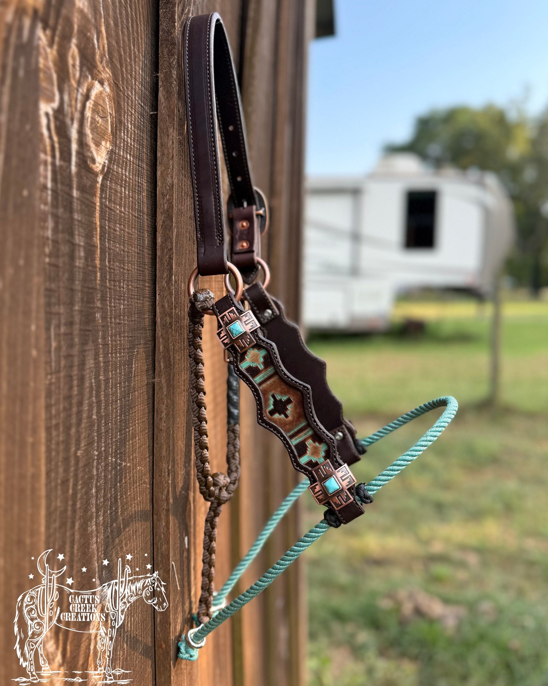 Turquoise/Brown Navajo Hybrid Halter