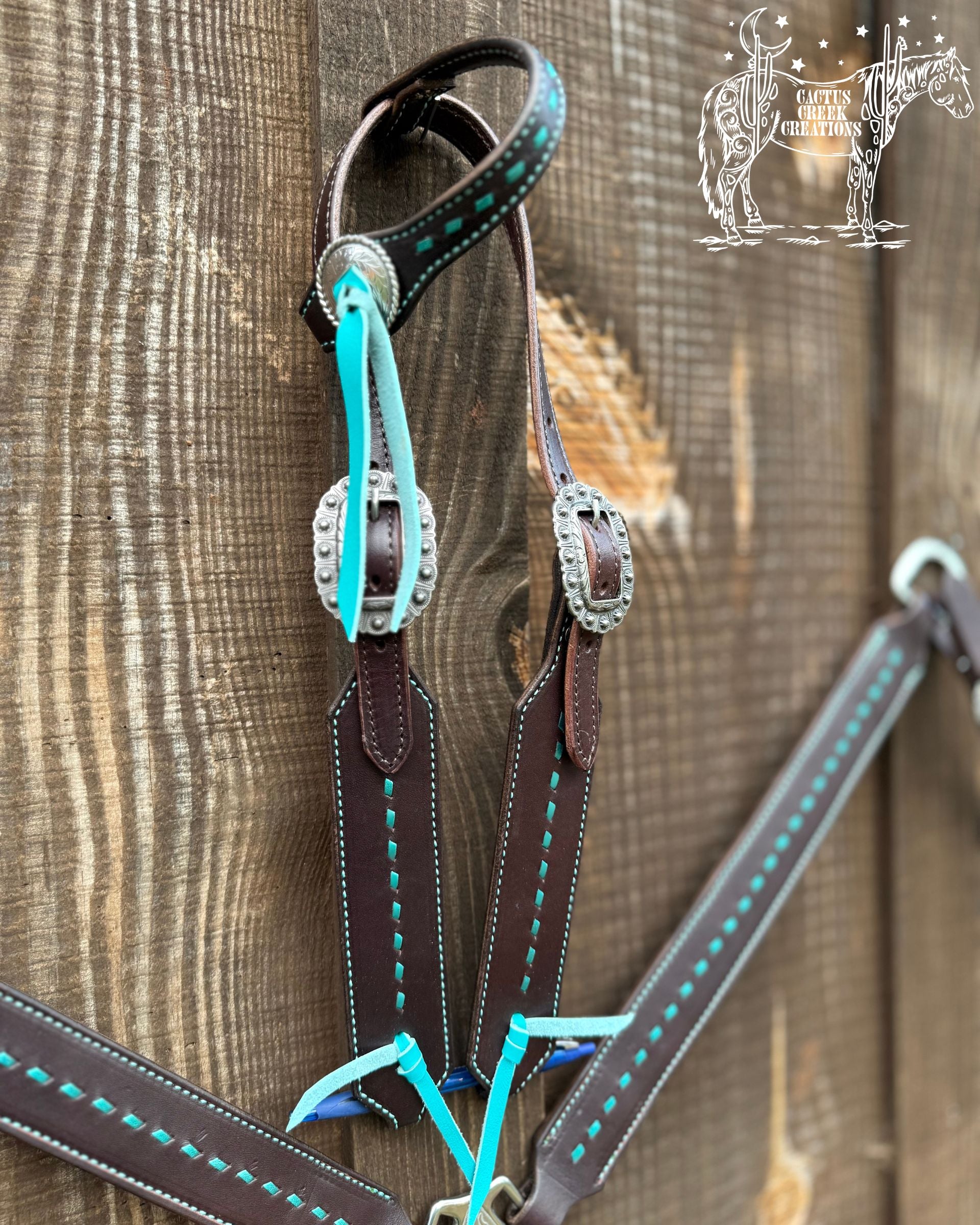 Metallic Turquoise Buckstitch Tack Set