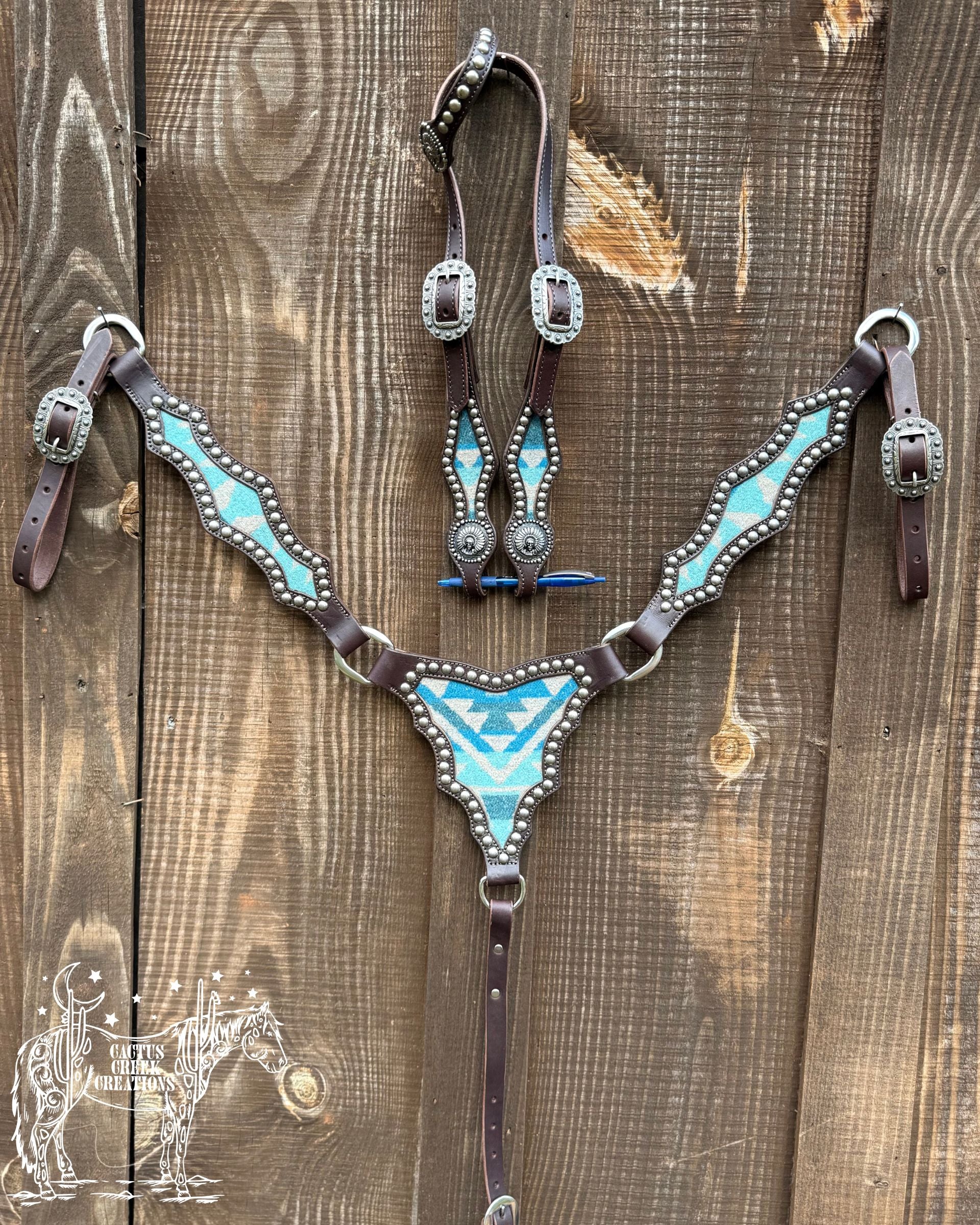 Turquoise Aztec Wool Tack Set