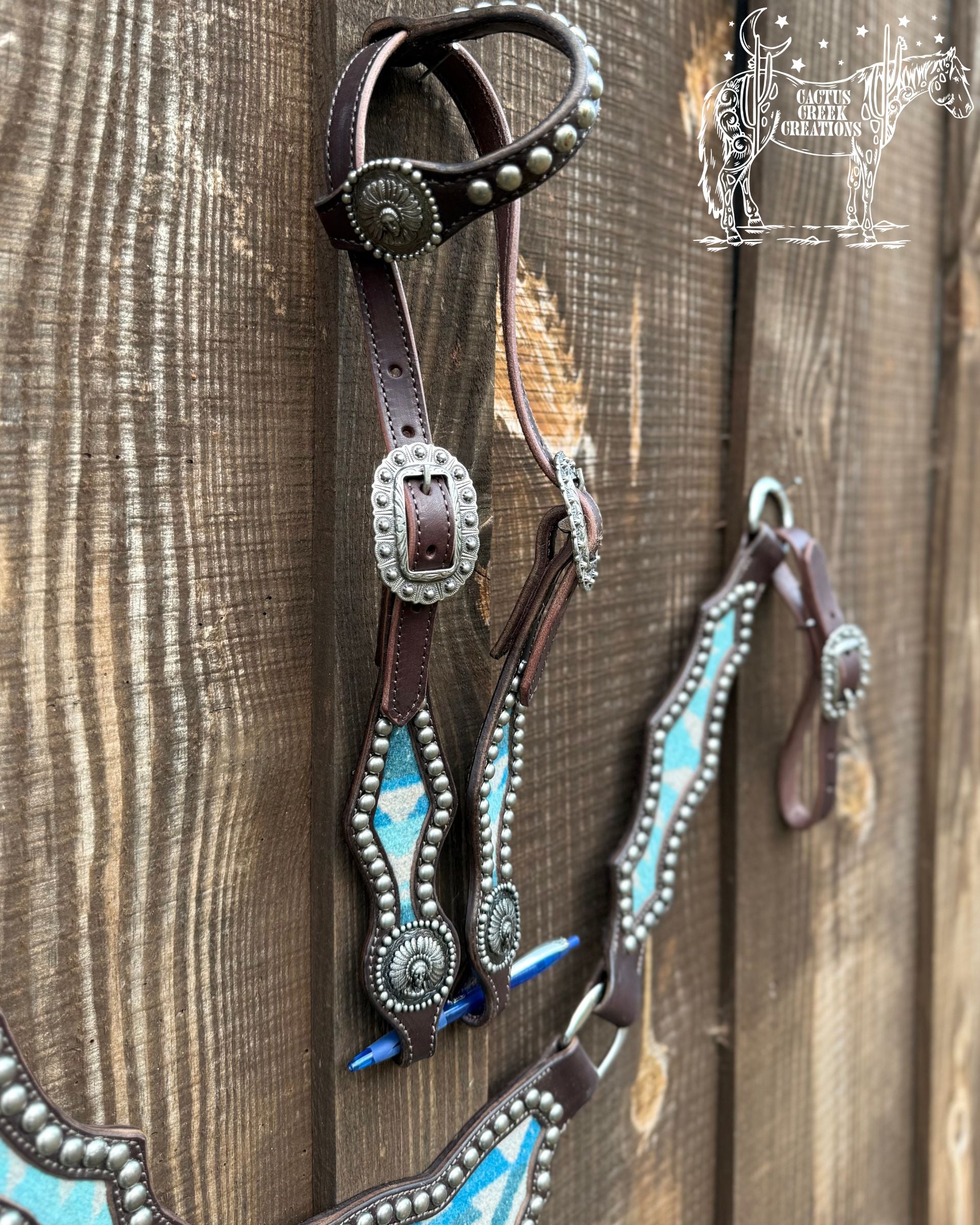Turquoise Aztec Wool Tack Set