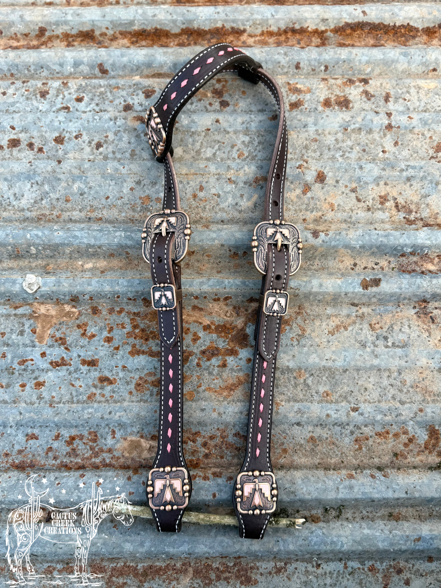 Chocolate Headstall w/ Pink Buckstitch