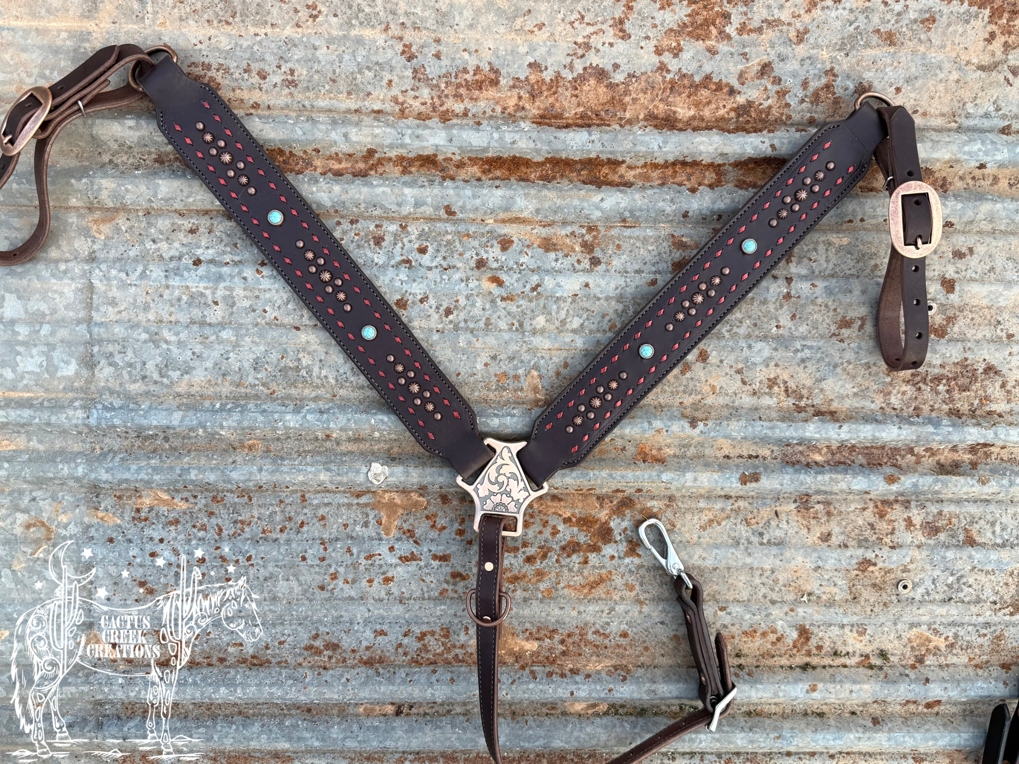 Metallic Blood Orange Buckstitch Breastcollar