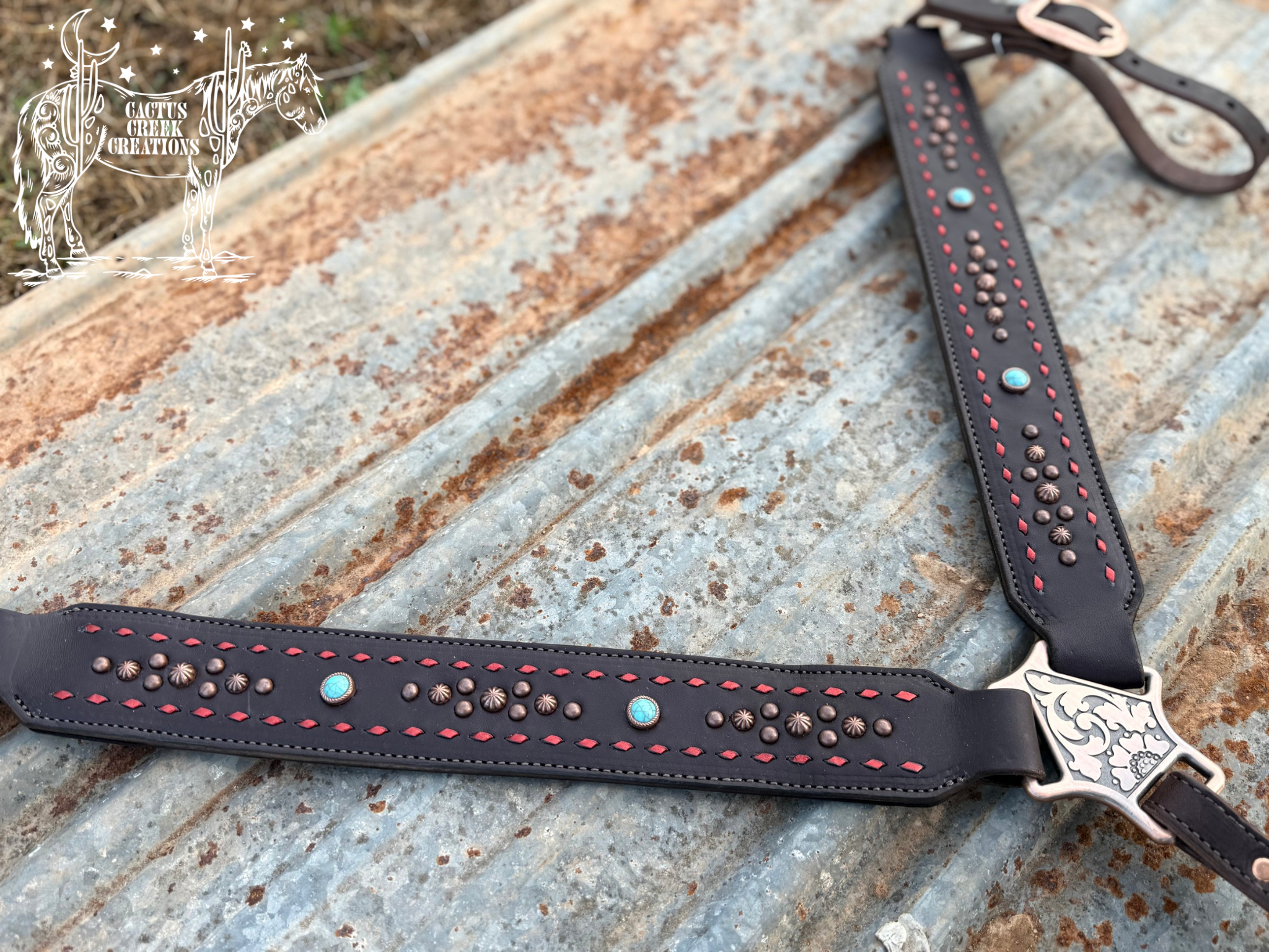 Metallic Blood Orange Buckstitch Breastcollar